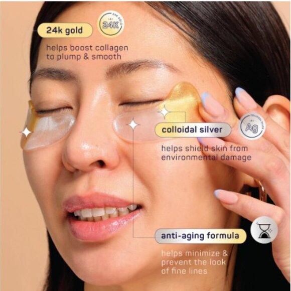 SpaLife Anti-Aging Under Eye Masks w 24k gold dust & silver | 6 Pairs - Picture 4 of 7
